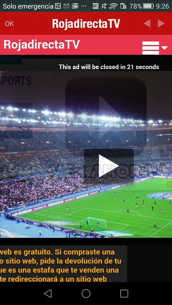 Screenshot of Roja Directo App